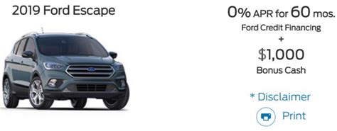 ford escape incentives and rebates